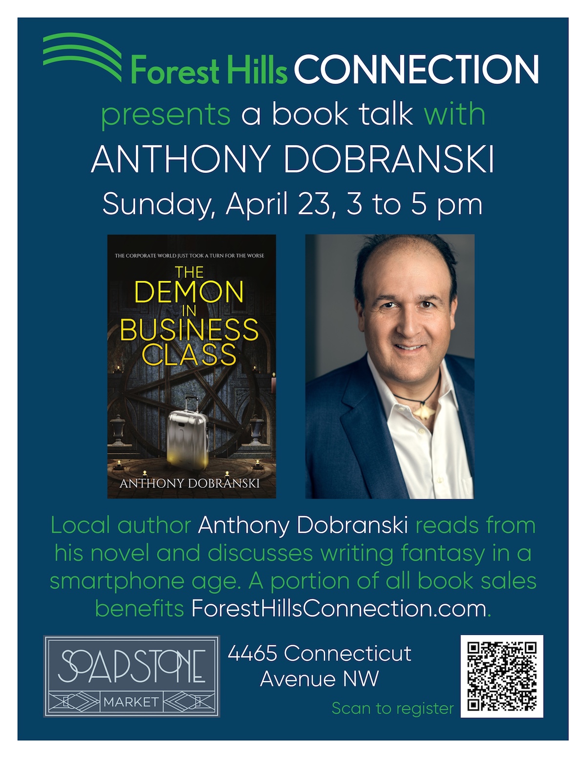 Anthony Dobranski at Soapstone Market, 4465 Connecticut Ave NW, Sun April 23 3-5pm